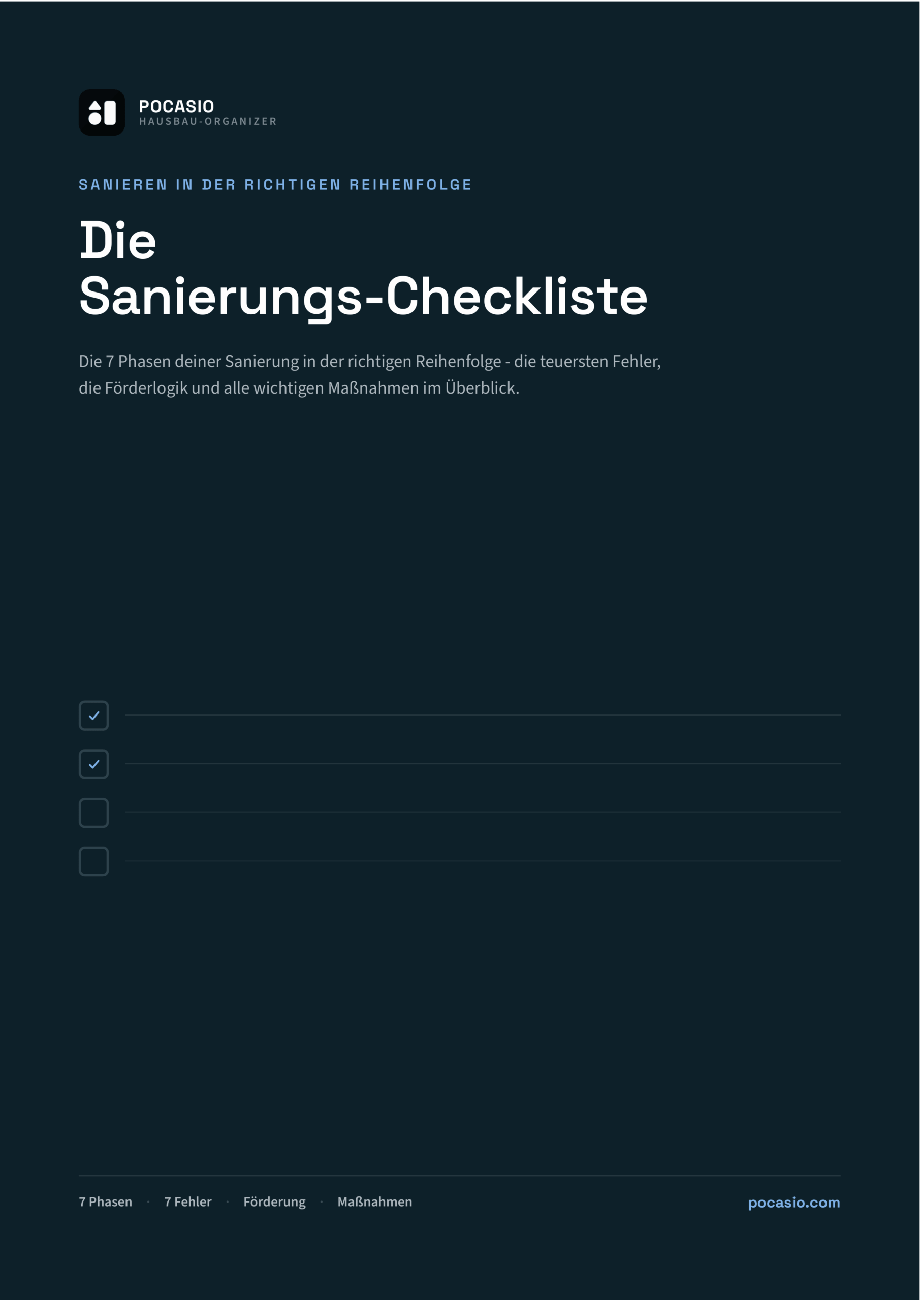 POCASIO Sanierungs-Checkliste - Cover